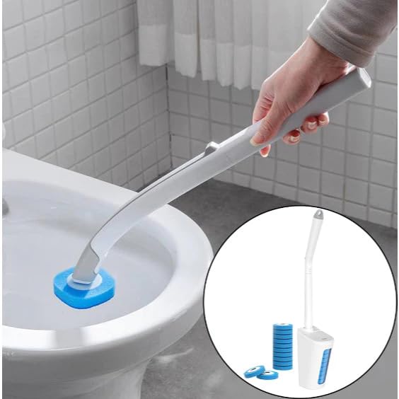 Kit Escova Limpeza Banheiro com 8 Refis Descartáveis para Vaso e Parede