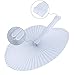 Pangda 24 Pack Folding Fans Round Paper Fans Assortment with Plastic Handle for Wedding Favor Party Bag Filler(White)