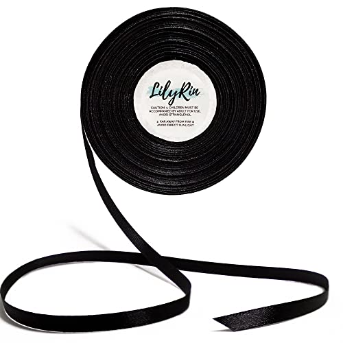 Black Ribbon 3/8 Inch x 36 Yards Perfect for Halloween Scrapbooking Art Wreaths Corset Floral Arrangements Gift Wrapping Birthday Christmas Projects Dark Satin Ribbon DIY Crafts Party Favors