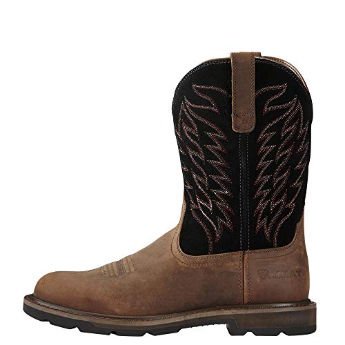 Ariat Men's Groundbreaker Pull-On Work Boot, Brown/Black, 10.5 W US