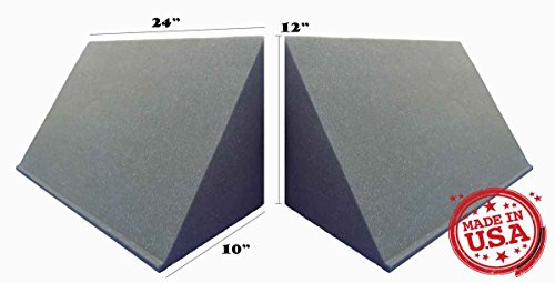 [4 PACK] Mybecca 10"W x 12"H x 24"L TRIAMP Corner Bass Trap Acoustic Foam for Room Audio Isolation and Studio Soundproofing