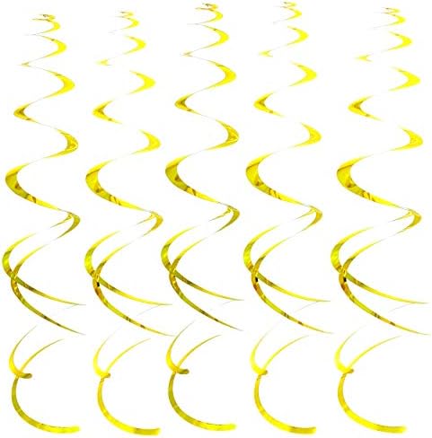 Glitter Gold Casino Party Hanging Swirls Decorations Wedding Bachelorette Party Swirls Ceiling Hangings Decorations Bridal Shower Baby Shower Birthday Party Favors Decorations, 30Ct
