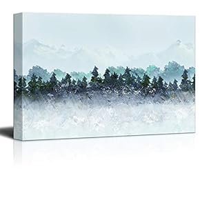 Canvas Wall Art Mist Forest Painting Artwork for Home Prints Framed - 12x18 inches