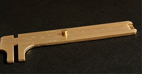 Shuxy Retro Vernier Caliper Copper Alloy Mini Brass Sliding Pocket Caliper Metal Double Scale for Measuring Gemstones and Jewelry Components Bead Wire Guitar Repair 120 mm/4.75" - Thumbnail 3