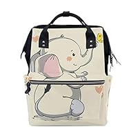 ColourLife Diaper Bag Backpack Pretty Smiling Elephant Casual Daypack Multi-Functional Nappy Bags