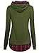 DJT Women's Funnel Neck Check Contrast Pullover Hoodie Top Large Army Green
