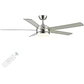 YUHAO 60 Inch Brushed Nickel Ceiling Fan with Light and Remote Control.Noiseless,Dimmable,3CCT,6 Speeds Reversible, DC Ceilin