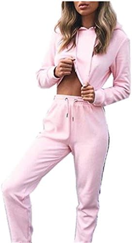 YUANJJ Women Long Sleeve Running Exicise Hoodie Tops Drawstring Pants Comfy