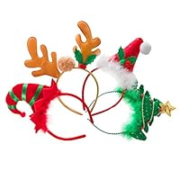 PINE AND PAINT LLC Christmas Headbands Photo Props Set of 4 Santa Elf Reindeer Tree Party Supplies