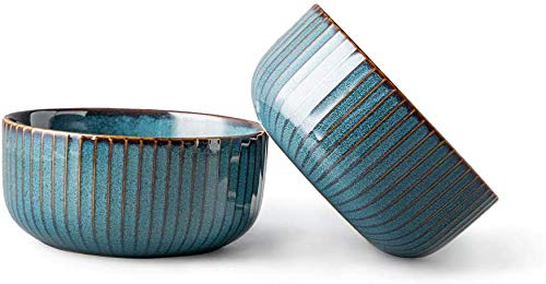 Large Cereal Bowls, 1000ml Blue Porcelain Ramen Bowls, Salad Bowls, Bowls for Soup, Dessert, Noodle(2 Pack)