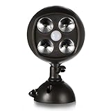 EasGear® 600-Lumen Bright Weatherproof Wireless Battery Powered 4 Led Motion Sensor Outdoor Spotlight Wall Light with PIR Motion Sensor & Light Sensor（4*3w Led Bulbs，Black）