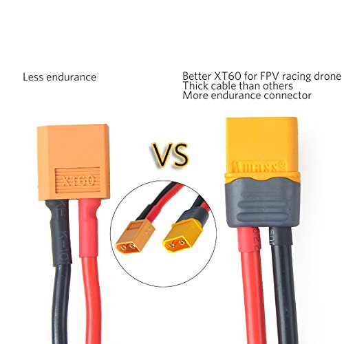 4pcs XT60 Plug Male Female Connector with Sheath Housing Connector with 150mm 12AWG Silicon Wire for RC Lipo Battery FPV Drone