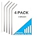 Set of 4 Stainless Steel Drinking Straws, Cleaning Brush Included