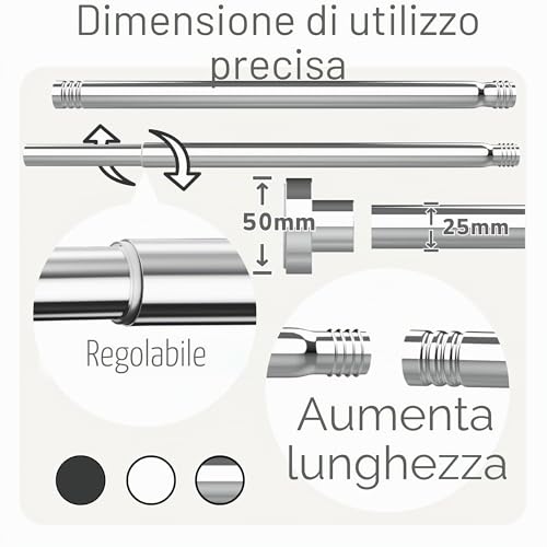 Pressure Curtain Rod Extendable Curtain Rod for Curtain without Drilling Suitable for Bathroom Shower Room Curtains, Length 85 - 160 cm, Diameter 25 mm, Silver