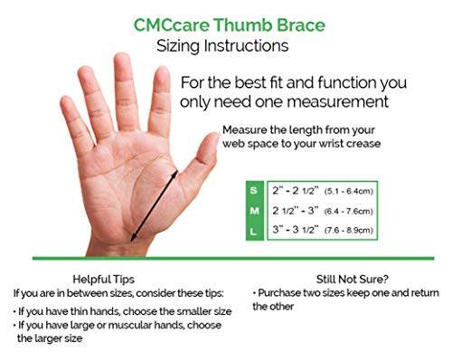 CMCcare Thumb Brace - Durable, Waterproof Brace for Thumb Arthritis Pain Relief, Left Hand, Size Large