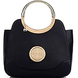 Dasein Leather Elegant Hinged Handle Winged Satchel, Shoulder Bag, Briefcase, Handbag