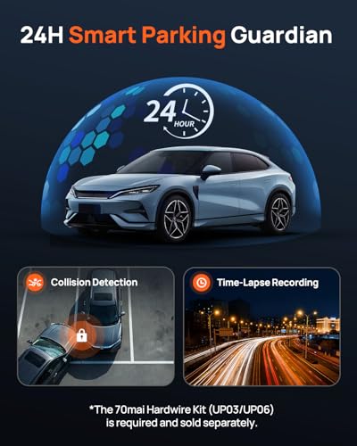70mai M800 4K Dash Cam Front and Rear for Cars, STARVIS 2 IMX678 Super Night Vision and F1.7 Aperture, Dual HDR, 4G LTE & 5GHz Wi-Fi, Built-in 128GB eMMC, GPS, Voice Control, Monitor