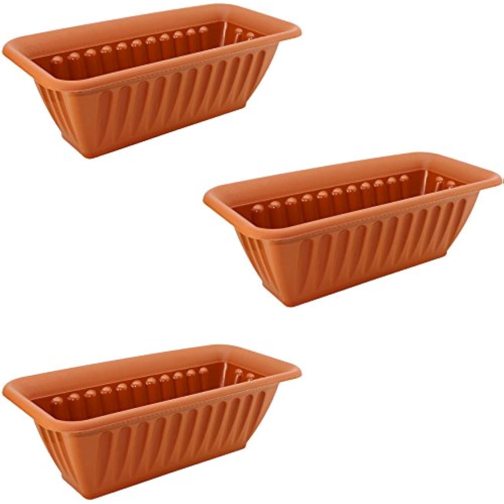 Set Of 3 Decorative Plastic Rectangular Planters Terra Cotta Garden Set of 3 decorative plastic rectangular planters terra cotta garden