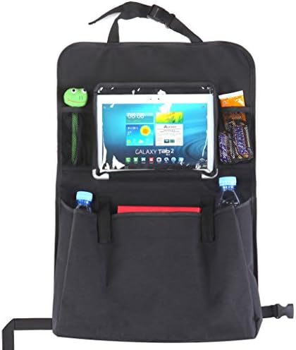 Car Toy Organizer for Kids, EleFox Universal Fit Dual-layer Constructed Car Storage Organizer with Touch Screen iPad Holder/ Large Storage/ Multi Pockets - Black