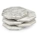 White Carrara Marble Coasters with Bamboo Holder, Set of 5 - Great Mother's Day Gift
