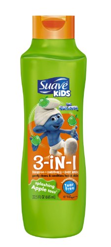 Suave  Kids 3 In1 Shampoo, Conditioner & Body Wash, Splashing Apple Toss, 22.5Ounce Bottle (Pack of 6)