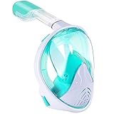 Full Face Snorkel Mask,180 Panoramic View Anti Fog Anti Leak Snorkeling Mask,Comfort and Superior Optics in A Snorkel Mask with Detachable Camera Mount for Adult and Kids
