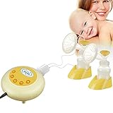 IREALIST Electric Breast Pump, Milk Storage Bottle Dual Suction Automatic Breastpump Breast Massager (Yellow)