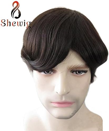 SheWig Mens Toupees Fine Mono Base Center With Poly Perimeter India Remy Human Hair Replacement Systems