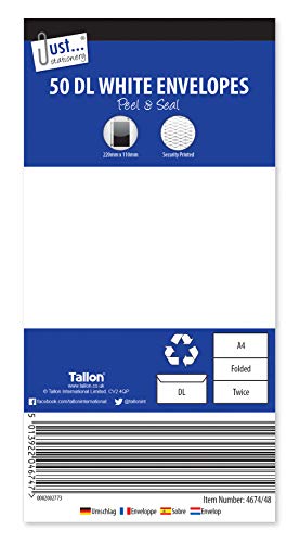 Tallon Just Stationery DL Peel & Seal Envelopes - White... en promo sur Amazon