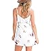 XWDA Women Floral Print Dress Spaghetti Strap V Neck Mini Beach Dress