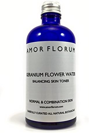Pure, Spa Grade, ROSE GERANIUM WATER - 100 ml - by AMOR FLORUM - Pure, Undiluted, Finest, Triple Purified, Vegan, Cruelty-Free. Great Gentle Facial Toner and Cleanser. No added perfume.