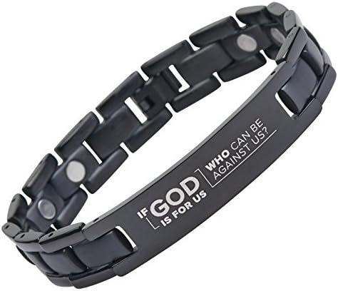 Romans 8:31 - If God Is For Us, Who Can Be Against Us? - Titanium Prayer Bracelet - Magnetic Therapy