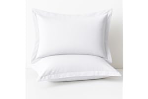 Cotton Metrics Linen 2 Pack Pillow Shams Standard Size 20x26 – 600 Thread Count 100% Organic Cotton White Pillow Covers with 2 Inch Flange, Soft & Smooth Premium Hotel-Quality Pillowcases Set of 2