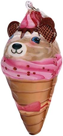 Volity Exquisite Squishy Key Chain Toy, Ice Cream Bear Doll Pendant Keyring Decoration Extrusion Animals Stress Relieving Chain Toys Cute Collection Phone Strap