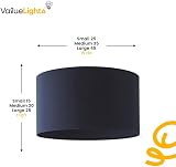 MiniSun Small Modern Black Fabric Drum Light Shade 25cm Shade Width view 4
