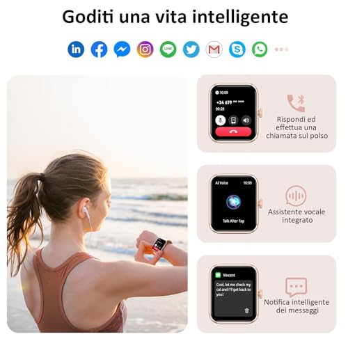 Blackview Smartwatch for Men and Women, Make and Answer Calls, 1.85 Inches Smart Fitness Watch, Heart Rate Monitor, Sleep Monitor, Calculators for Android iOS