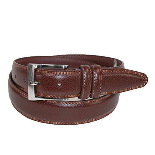 Aquarius Men's Big & Tall Pebble Grain with Feather Edge Dress Belt, 46, Cognac