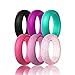 beilove Silicone Wedding Ring for Women,Singles & 6 Pack(Black,Deep Purple,Turquoise,Pink,Light Purple and White Sparkle,Size 5)