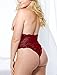 Plus Size Lace Teddy, Halter Plunging One-Piece Lingerie (XX-Large, Merlot)