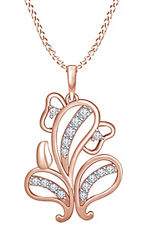 AFFY Rose Gold Over Sterling Silver White CZ Hindu Religious Ganesh Elephant Pendant