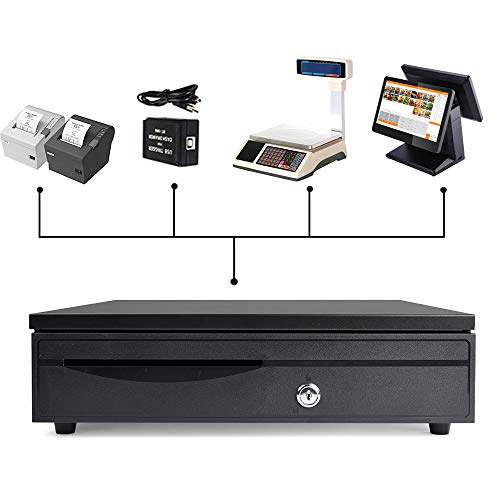 Apelila POS Cash Register Drawer with Removable Coin Tray, 5 Bills and 5 Coins Supermarket, Shop, Department Store, Drugstore,Black