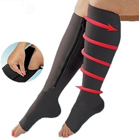 Getzone Mall 2 in 1 Pairs Zip Sox Compression Socks Zipper Leg Support Adjustable Ankle Leg Support