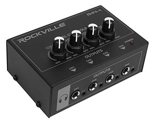 Rockville RHPA4 4 Channel Professional Headphone Amplifier Stereo or Mono Amp