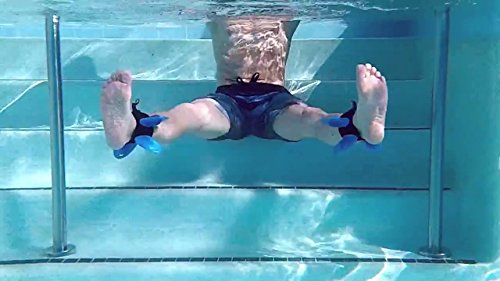 AquaLogix Blue Max Resistance Aquatic Fins - Omni-Directional Water/Drag Resistance Exercise for Lower and Upper Body Pool Workouts - Includes Online Demonstration Video (Fins Pair HRBBLS)