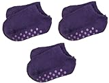 RSG Baby/Toddler/Kids Low-Cut Terry Non-Skid Slipper Socks 3-Pack (All Purple, 2-4 YR)