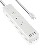 Power Strip Etekcity 5610 Joules 3-Outlet Surge Protector Power Strip with 6A 4 USB Charging Ports, 6-Foot Long Power Cord, UL Listed