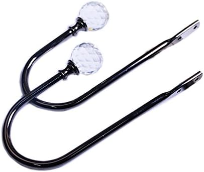 YYC Set of 2 Bling Crystal Ball U Arm Curtain Hooks Drapery Holdback (Gun Black)