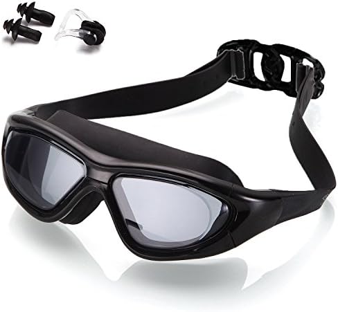 GOODNEW Adult Swimming Goggles No Leaking Waterproof Anti-Fog UV Protection Pool Sport Eyeglasses and Widely Clear View Swimming Goggles with High Definition. (Red)