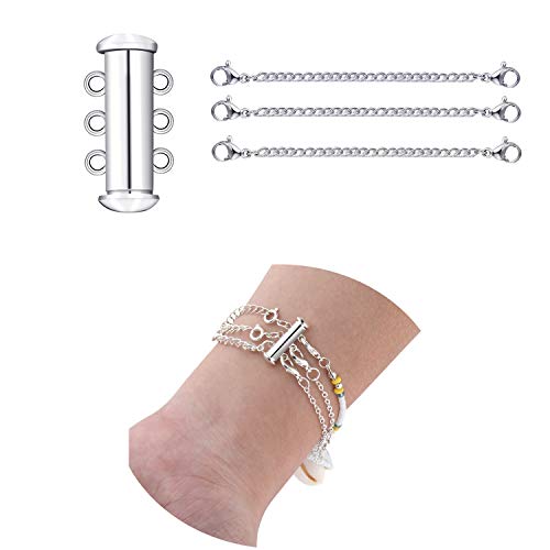 14 Pieces 4 Sizes Slide Clasp Connectors Tube Multi Strands