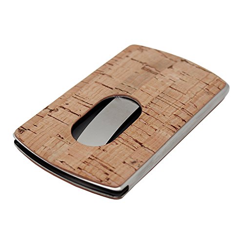 Boshiho Business Card Holder, Stainless Steel Eco-friendly Cork Wrap Name Card Case Unique Designed Gift (Cork)